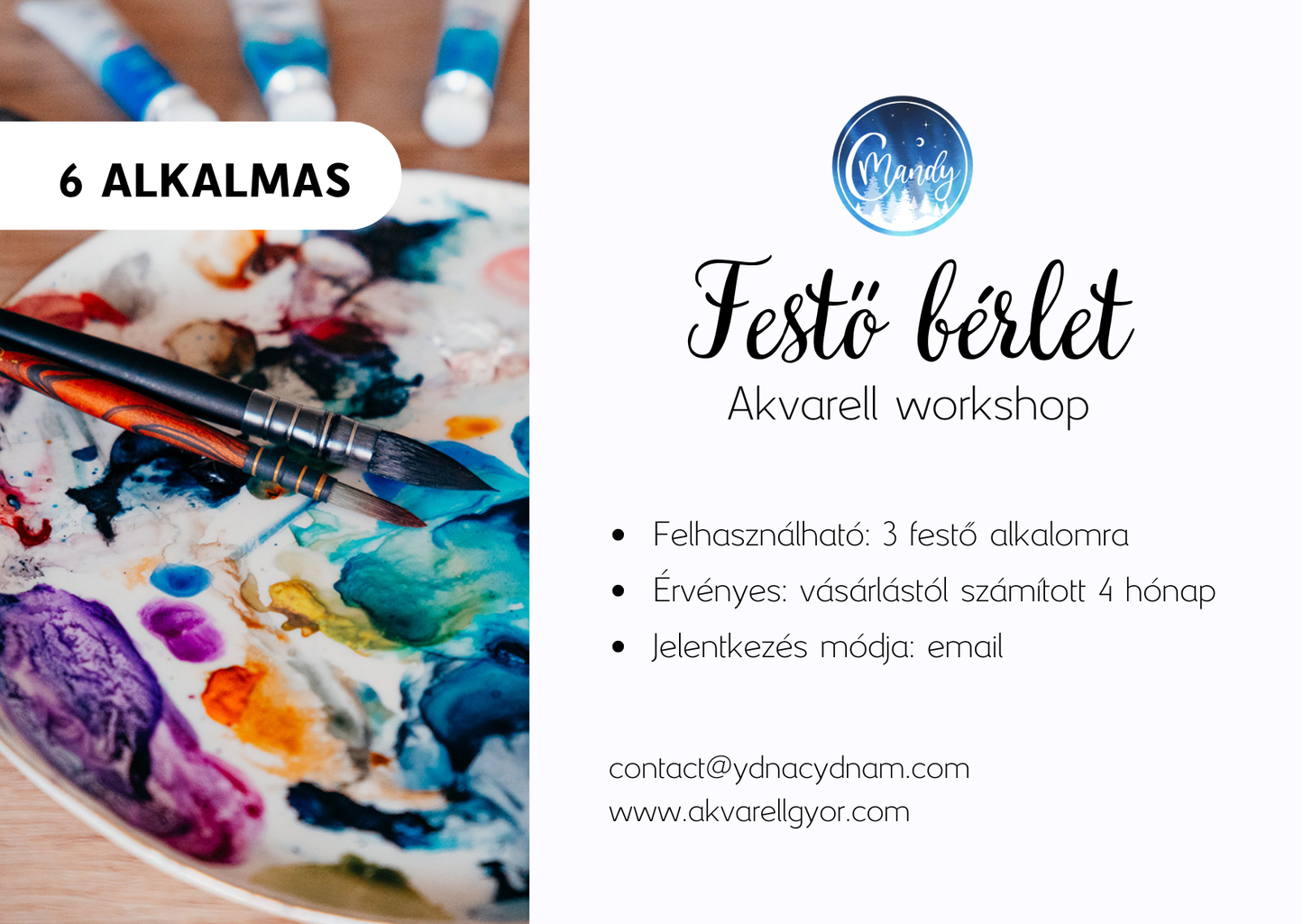 6-session watercolor workshop pass