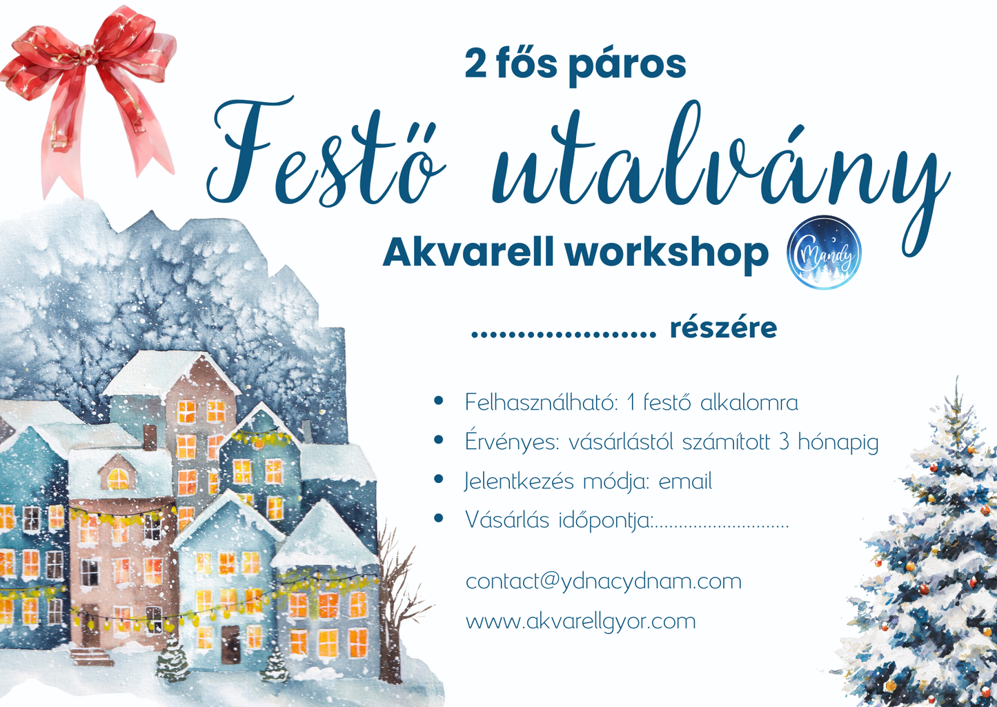Karácsonyi névre szóló páros (2 fős) workshop ajándékutalvány