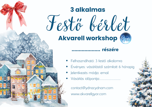 Karácsonyi névre szóló 3 alkalmas akvarell workshop bérlet