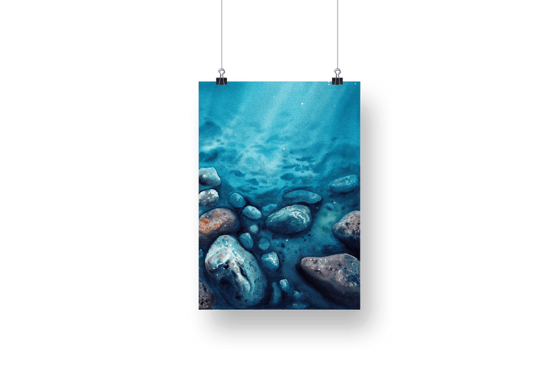 Víz és kövek 2 - akvarell festmény - ydnacydnam